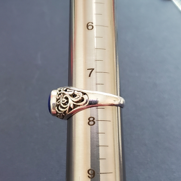 Sterling Filigree Rough Azurite Ring 7.5 - Picture 10 of 13
